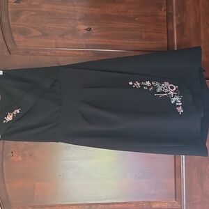Steady Black Strapless With Floral Embroidery And Boning XL